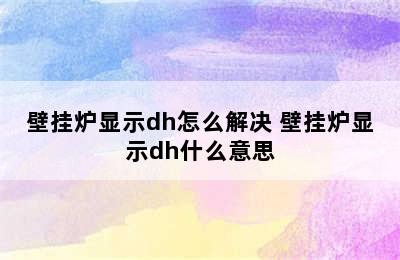 壁挂炉显示dh怎么解决 壁挂炉显示dh什么意思